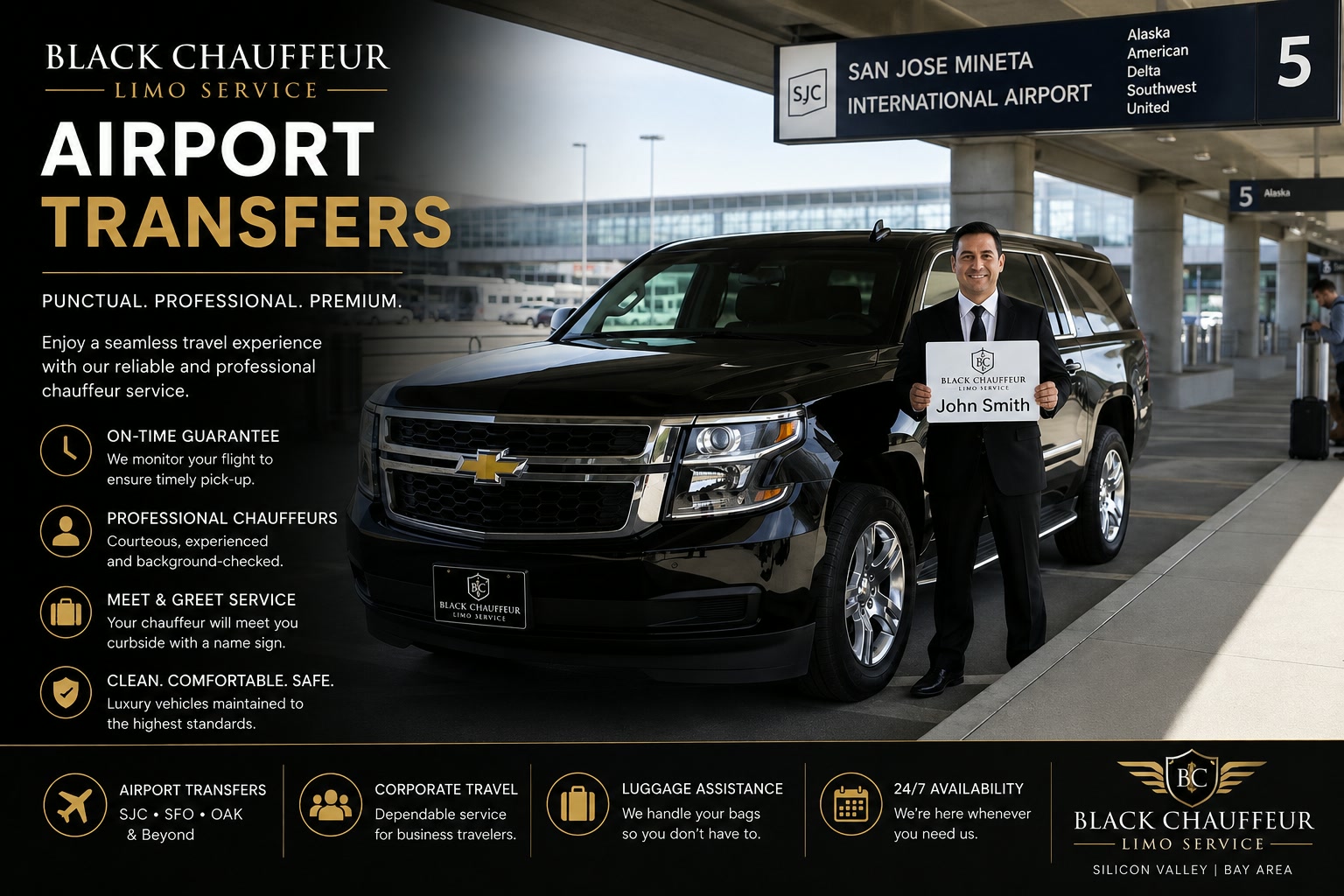 Professional Silicon Valley Chauffeur airport meet and greet transportation