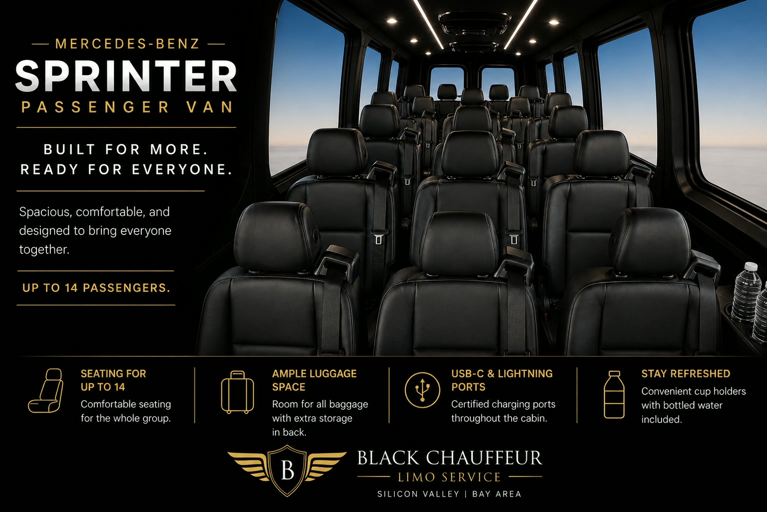 Sprinter passenger van for Silicon Valley groups